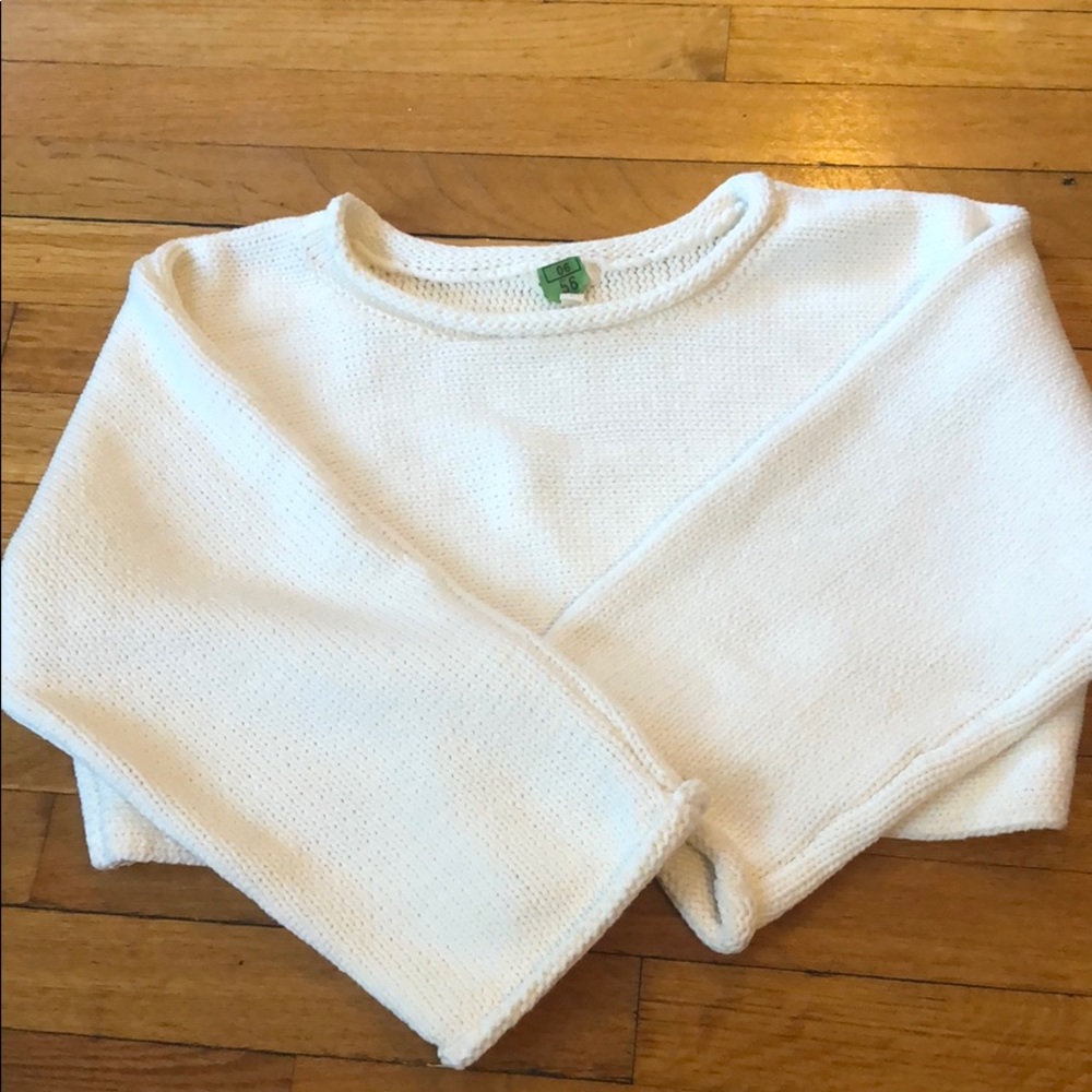 Cropped white knit sweater